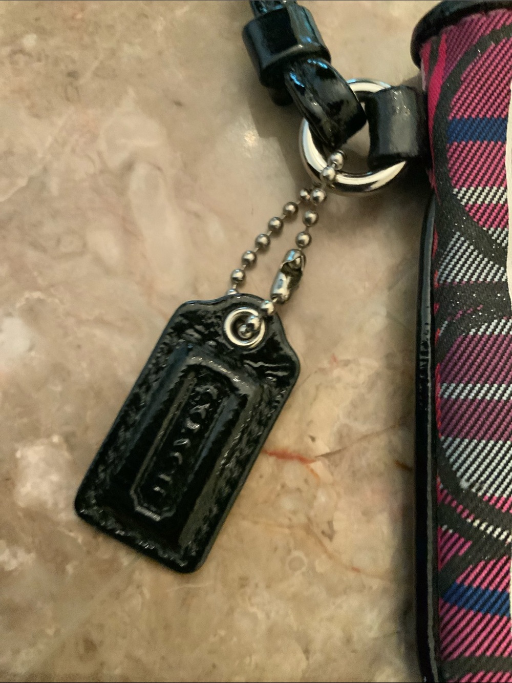 Coach Poppy Pink Plaid Graphic Wristlet GUC - Picture 6 of 15